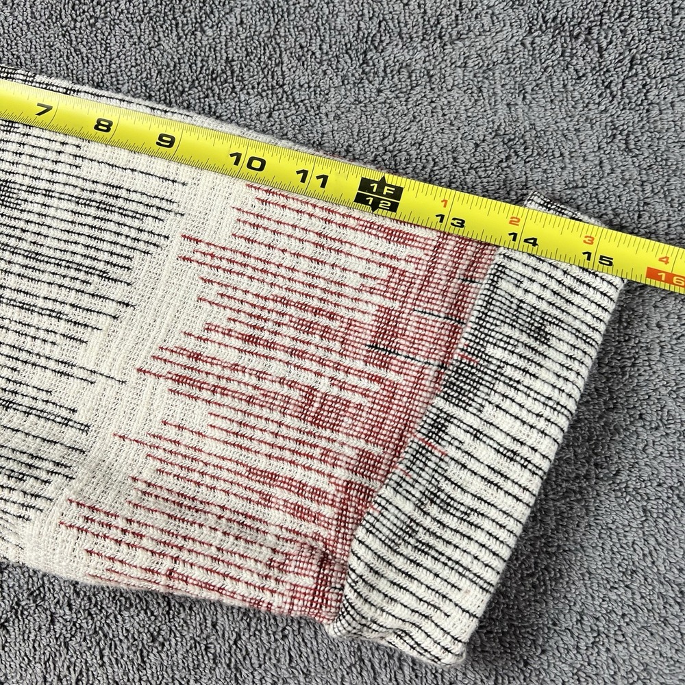 ANTHROPOLOGIE Postal Stamp Sweater Women Size M 3/4 Sleeve Cuffed Blk Red White - Picture 10 of 11